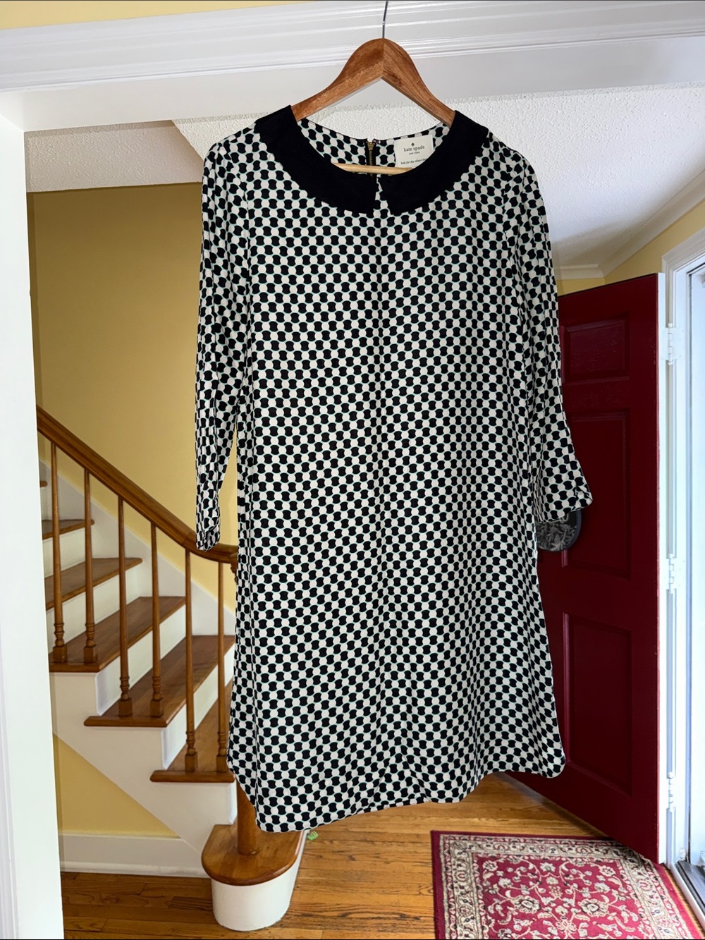 kate spade Black and White Geometric Peter Pan Collar Dress